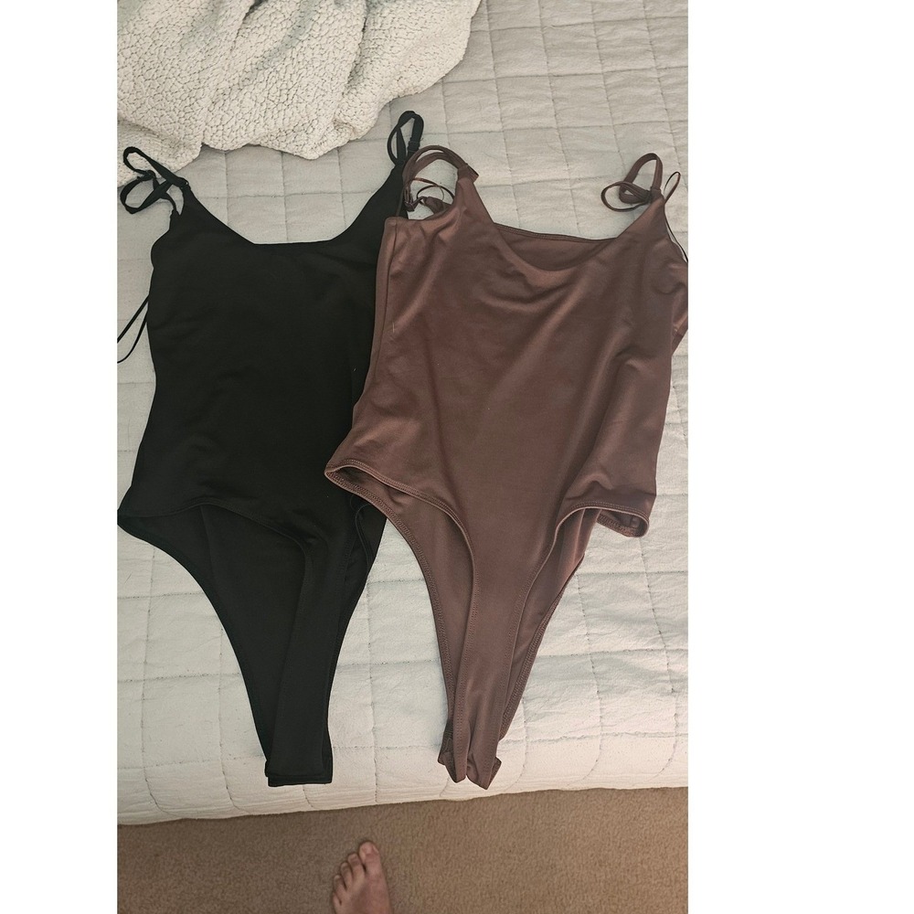 SWS Contour Womens Chocolate Brown Spaghetti Strap Thong Bodysuit Size L